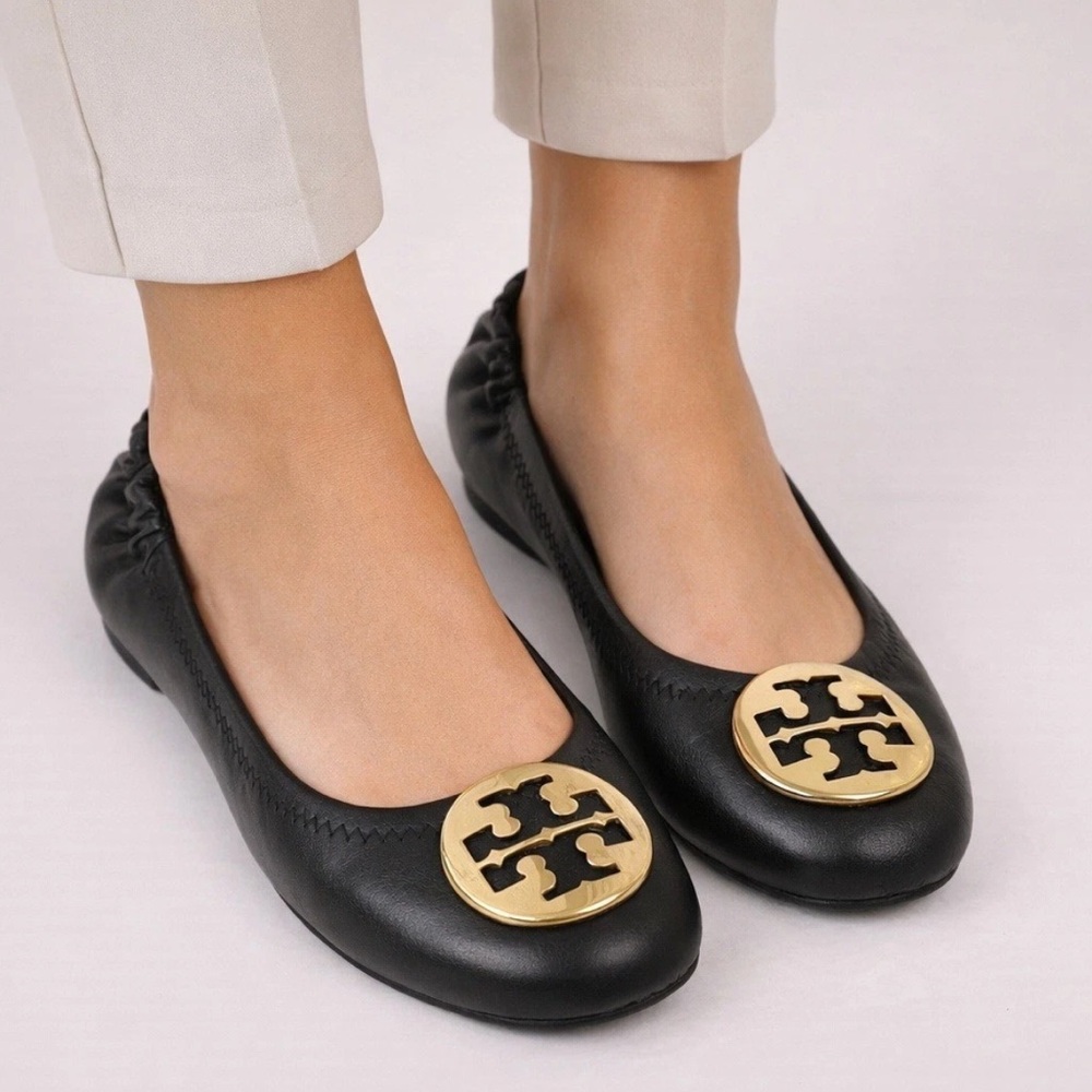 Tory Burch Black Loafers with Gold Accent